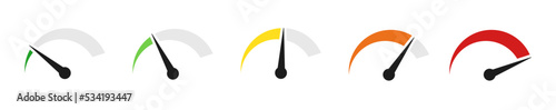 Speedometer simple icon set. Indicator concept