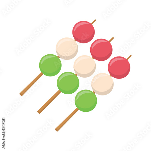Vector graphic of kibi dango. Japan food illustration with flat design style. Suitable for menu or content design asset