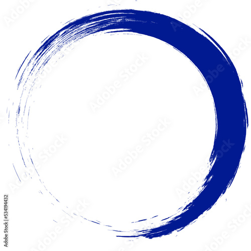 Navy blue circle  stroke vector isolated on white background. Navy blue enso zen circle  stroke. For stamp, seal, ink and paint design template. Grunge hand drawn circle shape, vector