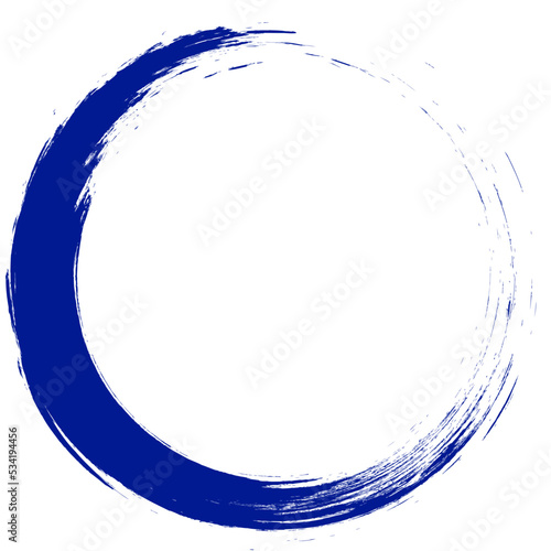Navy blue circle brush stroke vector isolated on white background. Navy blue enso zen circle brush stroke. For stamp, seal, ink and paintbrush design template. Grunge hand drawn circle shape, vector