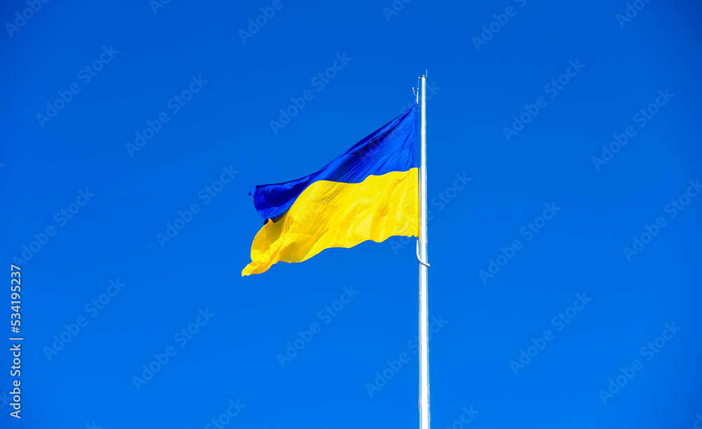 The flag of Ukraine consists of two equal horizontal stripes of blue and yellow The flag of Ukraine consists of two equal horizontal stripes of blue and yellow