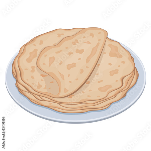 Stack of pancakes on a plate, color vector isolated cartoon-style illustration