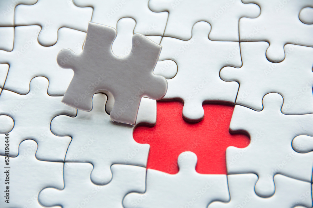 Copy space of white jigsaw puzzle for ideas or text Copy space of white jigsaw puzzle for ideas or text