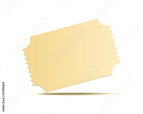 Blank cinema ticket or coupon. 3d illustration