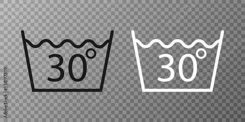 Machine wash cold 30, washing icon. Vector illustration, flat design