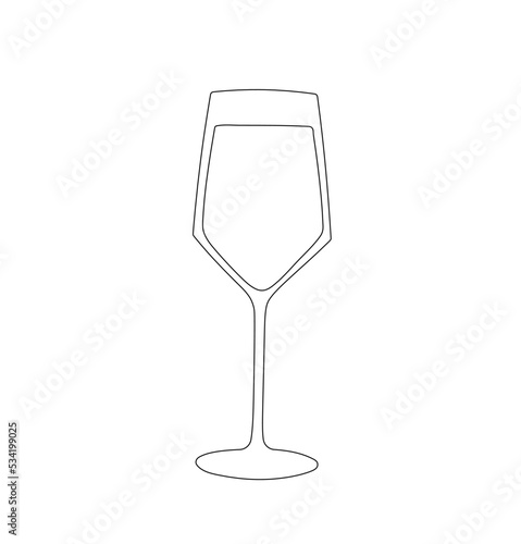 Vector isolated one cocktail long stemmed glass colorless black and white contour line easy drawing