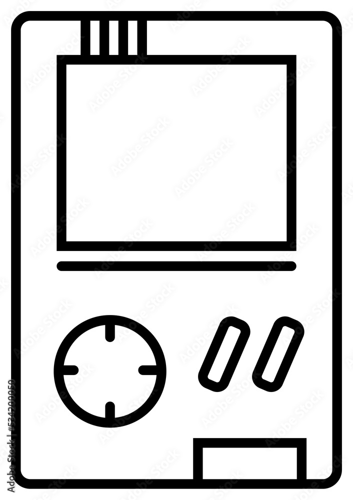 Line art, black thin outline illustration game gadget. PNG with transparent background.