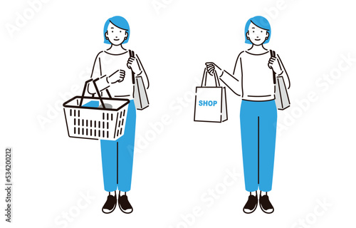 買い物をする女性セット