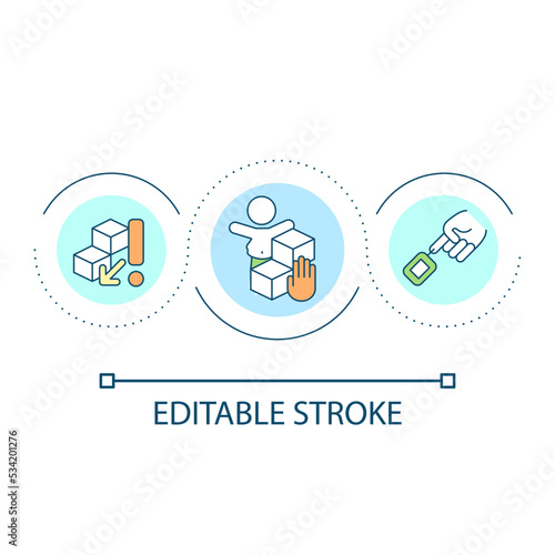 Danger of sugar overconsumption loop concept icon. Health problems caused by sweet products abstract idea thin line illustration. Isolated outline drawing. Editable stroke. Arial font used