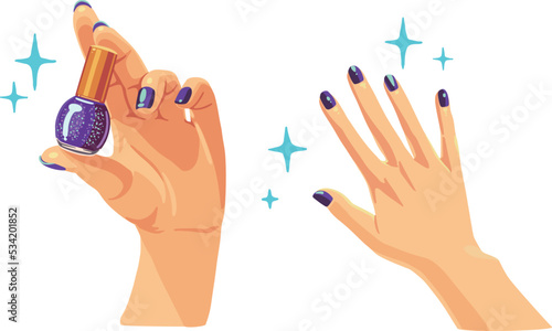 紫のマニキュアを持つ手B