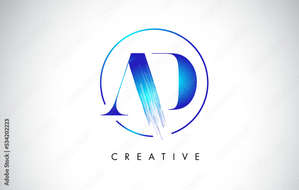 AD Brush Stroke Letter Logo Design. Blue Paint Logo Leters Icon. AD Brush Stroke Letter Logo Design. Blue Paint Logo Leters Icon.