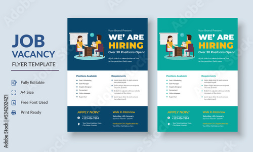 Job Vacancy Flyer Template, Job Recruitment Flyer, We are Hiring Job Flyer Template