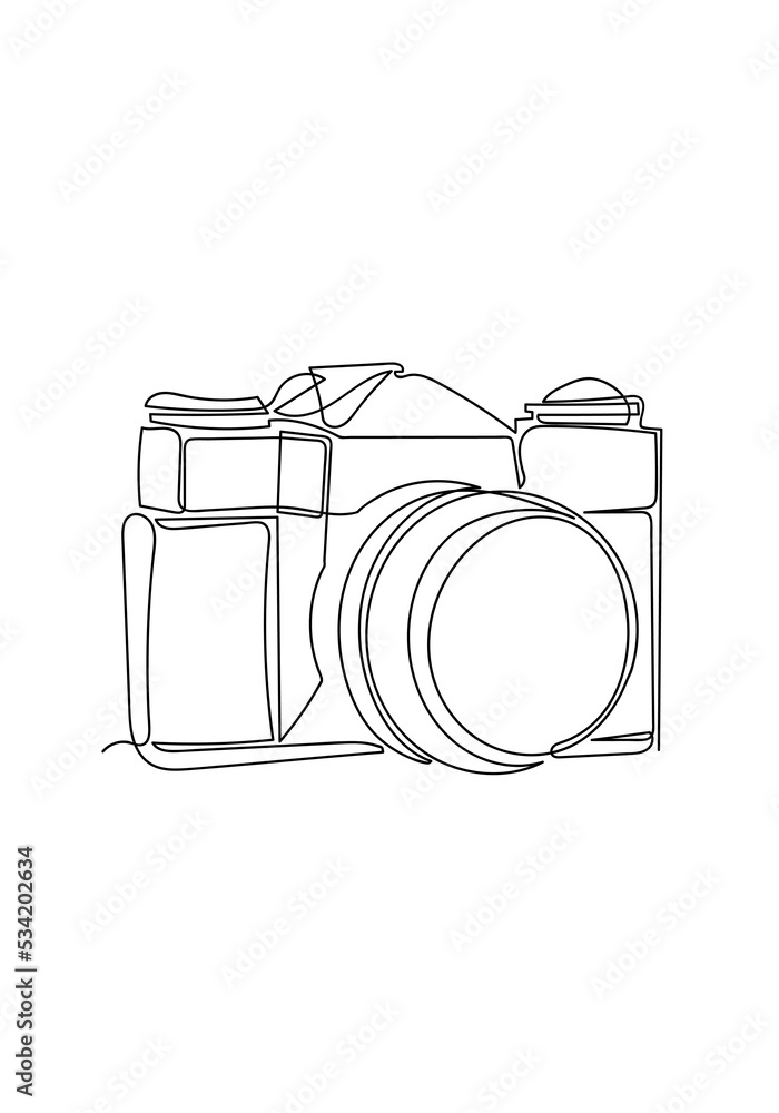 Photo & Art Print Hand-drawn line drawing of linear camera style ...