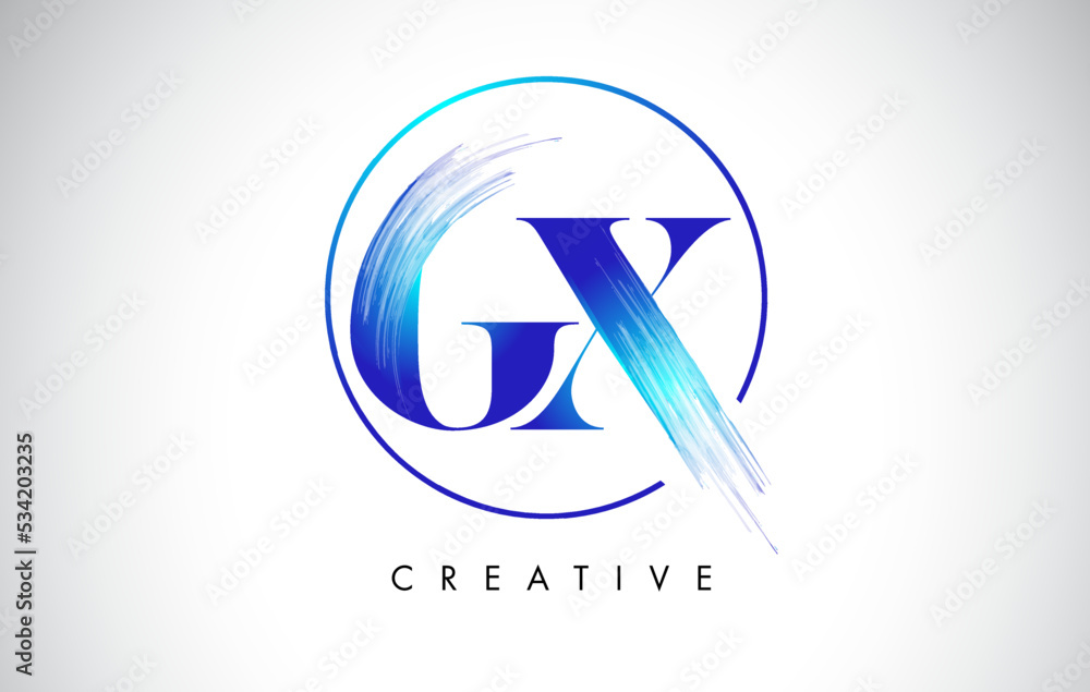 GX Brush Stroke Letter Logo Design. Blue Paint Logo Leters Icon. GX Brush Stroke Letter Logo Design. Blue Paint Logo Leters Icon.