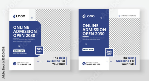 School Admission Social Media Post Design, Back to School Social Media Post Template