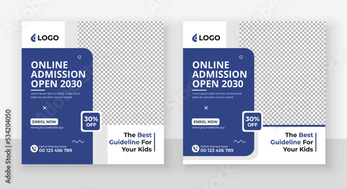 School Admission Social Media Post Design, Back to School Social Media Post Template