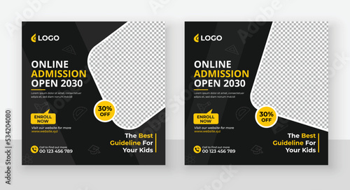 School Admission Social Media Post Design, Back to School Social Media Post Template