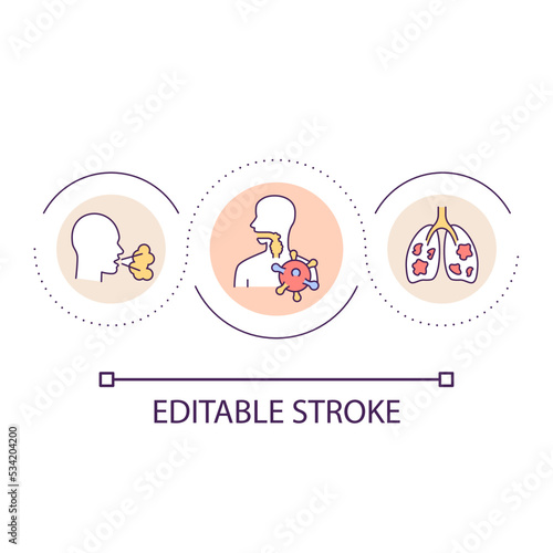 Lung infection problem loop concept icon. Respiratory infections affect. Disease symptoms abstract idea thin line illustration. Isolated outline drawing. Editable stroke. Arial font used