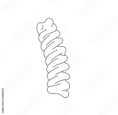 Vector isolated one pasta macaroni fusilli colorless black and white contour line easy drawing