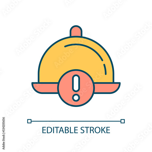 Serving wrong dish in restaurant RGB color icon. Order mistake. Solve waiter fault. Menu customization. Isolated vector illustration. Simple filled line drawing. Editable stroke. Arial font used