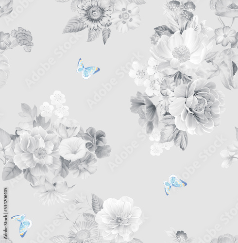 Classic Popular Flower Seamless pattern background.Perfect for wallpaper, fabric design, wrapping paper, surface textures, digital paper.