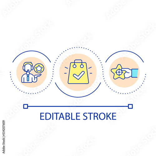 Special proposal in teleshop loop concept icon. Successful shopping. Direct marketing abstract idea thin line illustration. Isolated outline drawing. Editable stroke. Arial font used