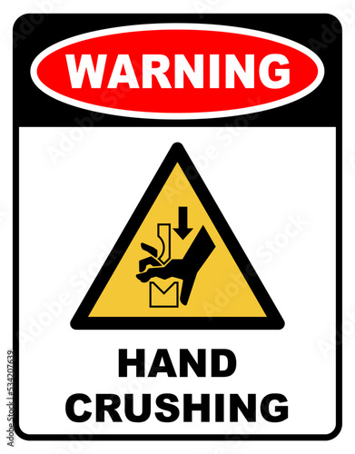 hand crushing safety sign