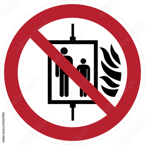 do not use lift in the event of fire sign