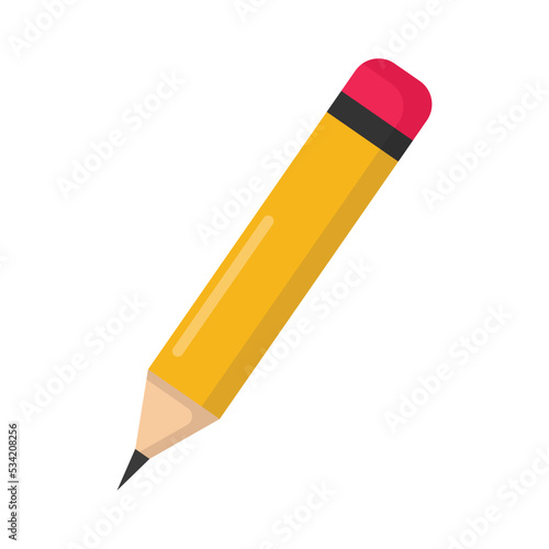Vector graphic of yellow pencil. School equipment illustration with flat design style. Suitable for poster or content design assets