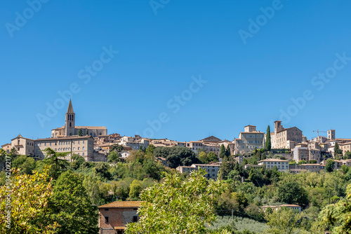 Panoramic view of the historic center of Todi, Perugia, Italy photo