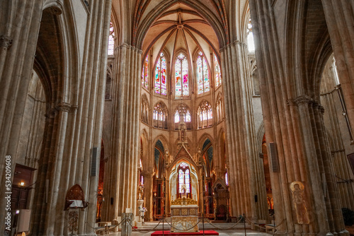 Inner panorama of the City Cathedral Bayonne, Southwestern France.