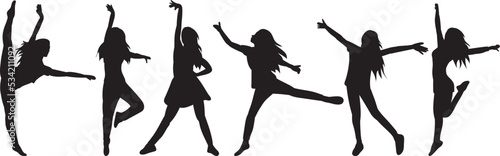 dancing people silhouette on white background