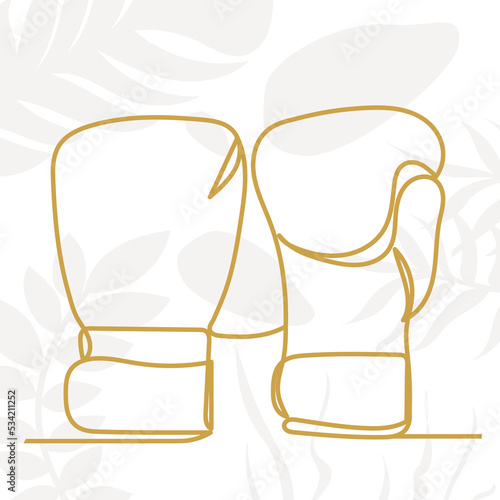boxing gloves one line drawing, sketch, isolated vector