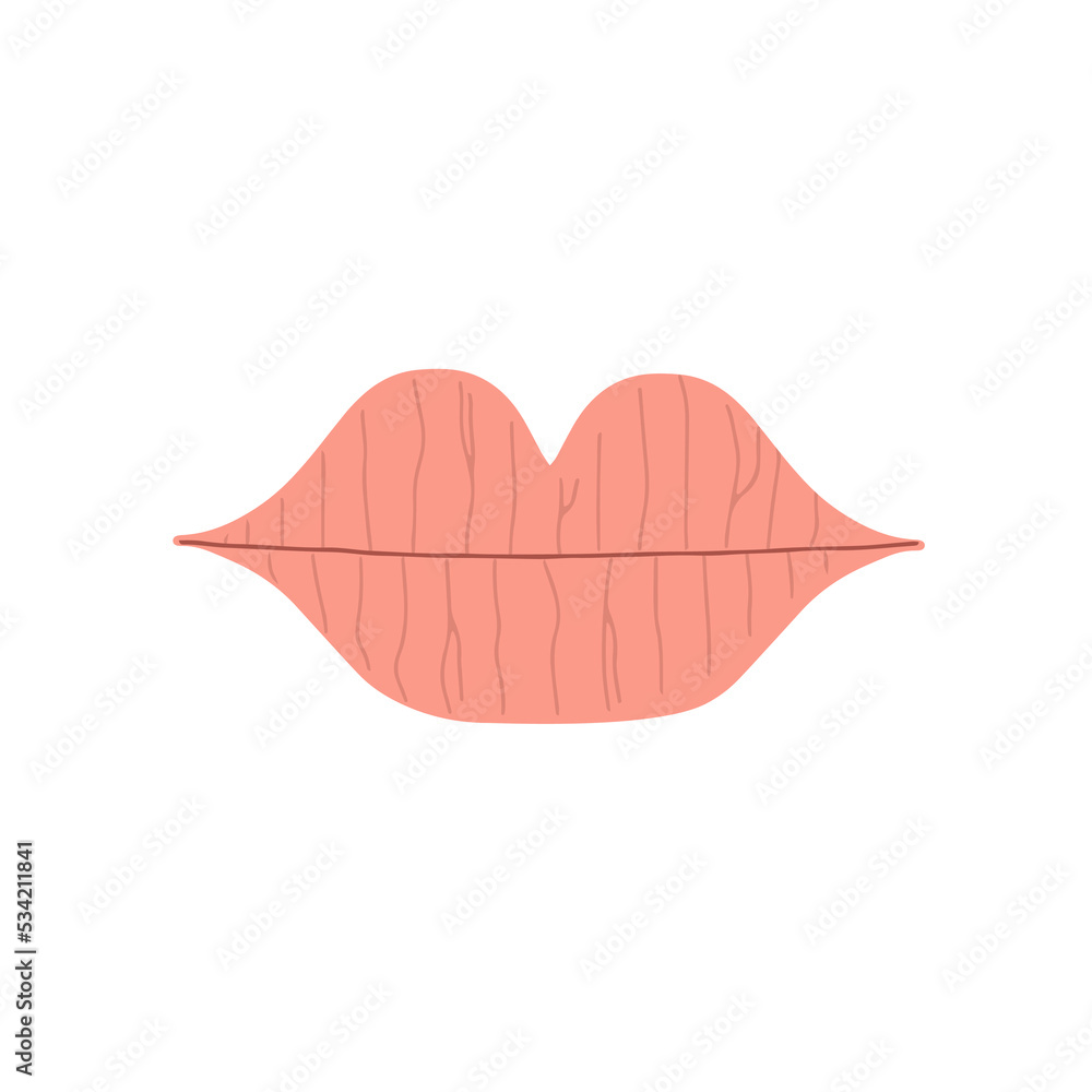 Chapped lips from cold, sickness. Dry skin, health problems. Vector illustration in flat style Chapped lips from cold, sickness. Dry skin, health problems. Vector illustration in flat style