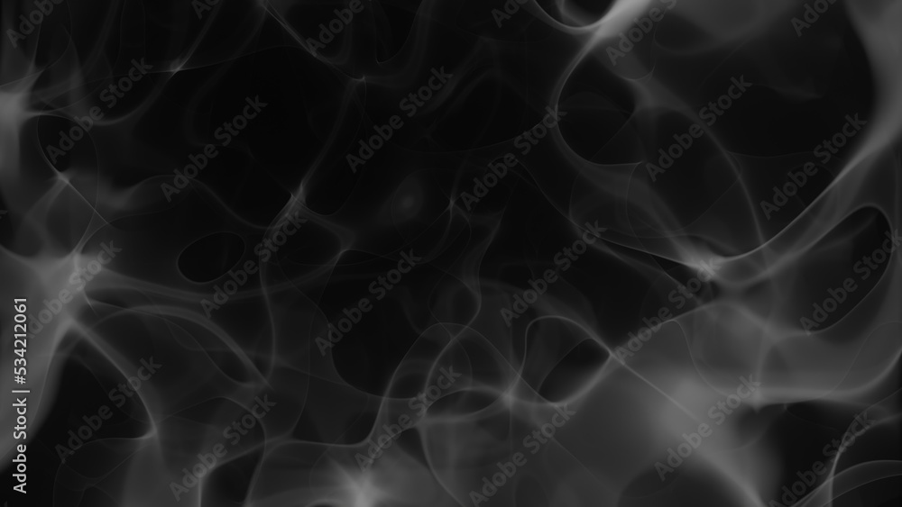 3d illustration abstract background white smoke pattern on black background