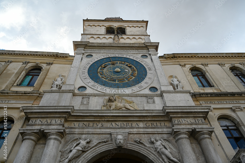 Padua, Italy. The astronomical clocktower in city centre. Torre dell'Orologio.