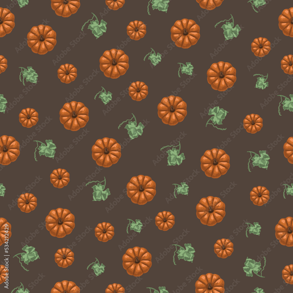 Pumpkin pattern. Leaf. Vector graphics