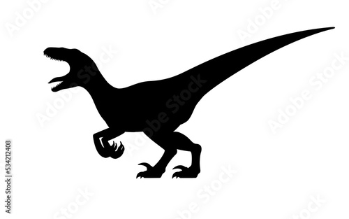 Growling dinosaur velociraptor silhouette