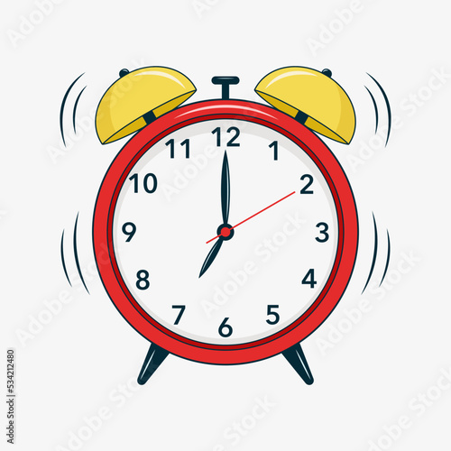 Red alarm clock isolated on white background.
