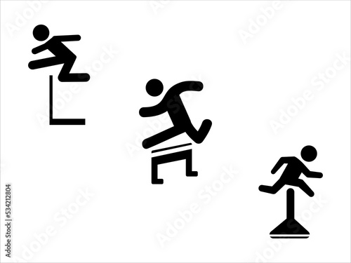 art illustration sport icon logo design concept vector silhouette logotype isolated element symbol set of high jump
