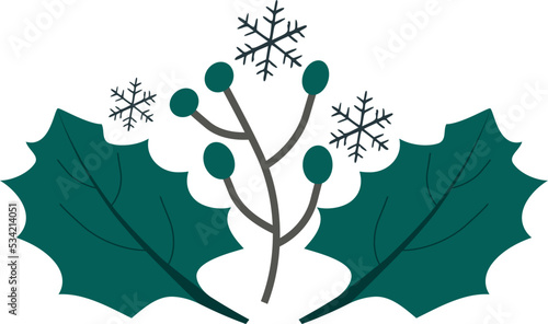 Vector emblem in green color hello winter. Poster sticker print. Vector elements.