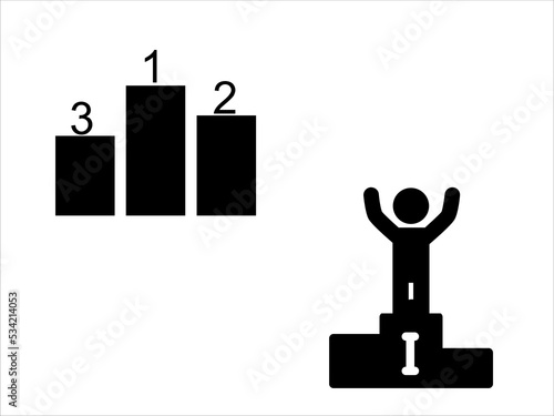 art illustration sport icon logo design concept vector silhouette logotype isolated element symbol  set of podium champion
