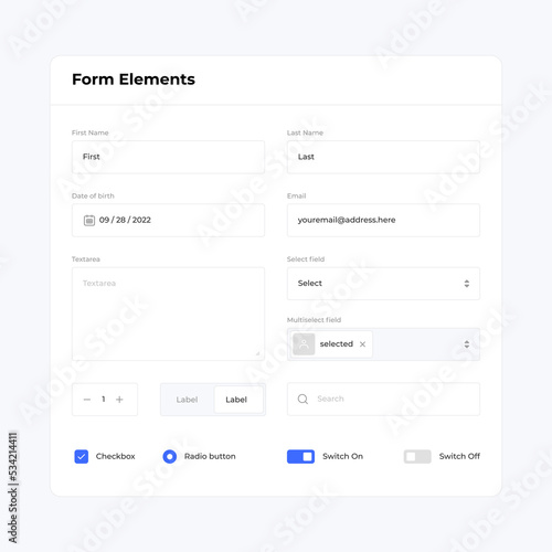 Basic UI design form elements