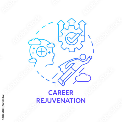 Fototapeta Naklejka Na Ścianę i Meble -  Career rejuvenation blue gradient concept icon. Advantage for mentor abstract idea thin line illustration. Drive in professional development. Isolated outline drawing. Myriad Pro-Bold font used
