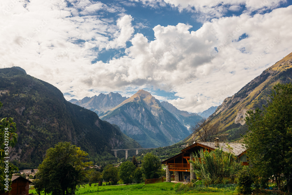 Typical beautiful mountain village in Val D'Aosta, Italy