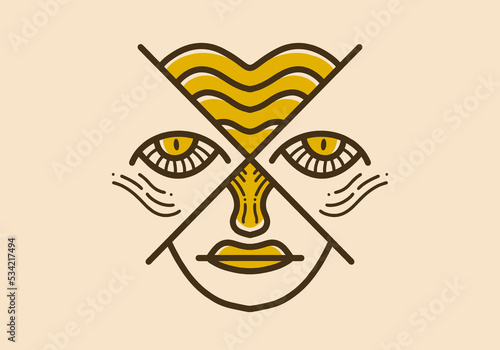 Vintage art illustration of a scary woman face