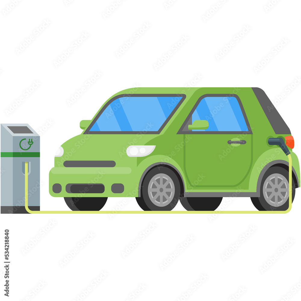 Electric car station charger vector icon illustration