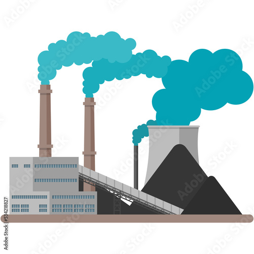 Coal factory vector plant building illustration on white