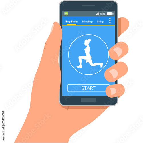 Fitness health app tracker in mobile vector illustration