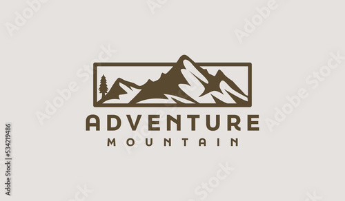 Rocky Mountain Pine Tree Mountain Hilltop Nature Landscape. Universal creative premium symbol. Vector sign icon logo template. Vector illustration